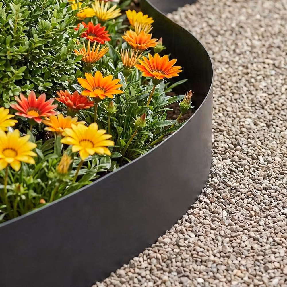 KORVIXA Black Metal Lawn Edging for Outdoor Grass Paths – 4