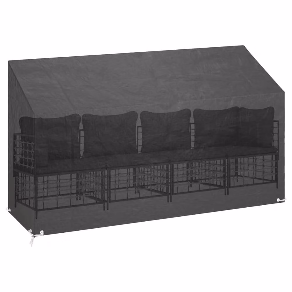 Berkfield Home Water-Repellent Polyethylene Garden Bench Covers, 2 Pack, Black, W: 210 cm, D: 70 cm, H: 70-88 cm – 4