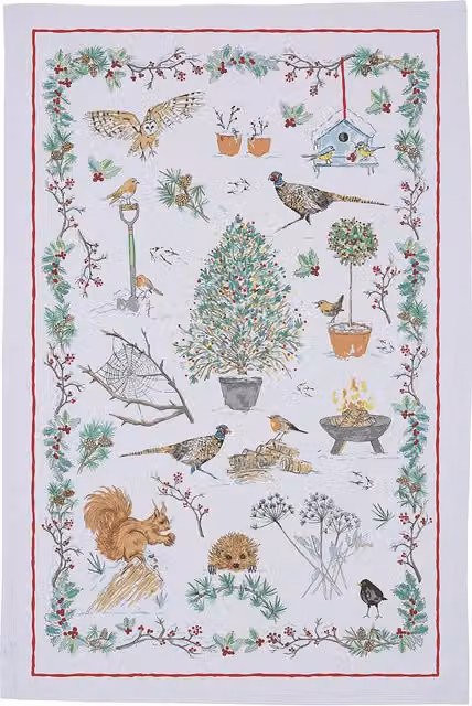 Ulster Weavers Winter Garden Festive Floral Print 100% Cotton Tea Towel, Multicolour