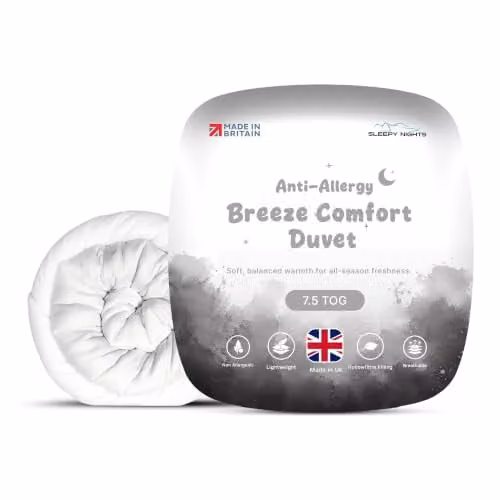 SleepyNights 7.5 Tog Single Hollowfibre Duvet, White, W: 135 cm, L: 200 cm