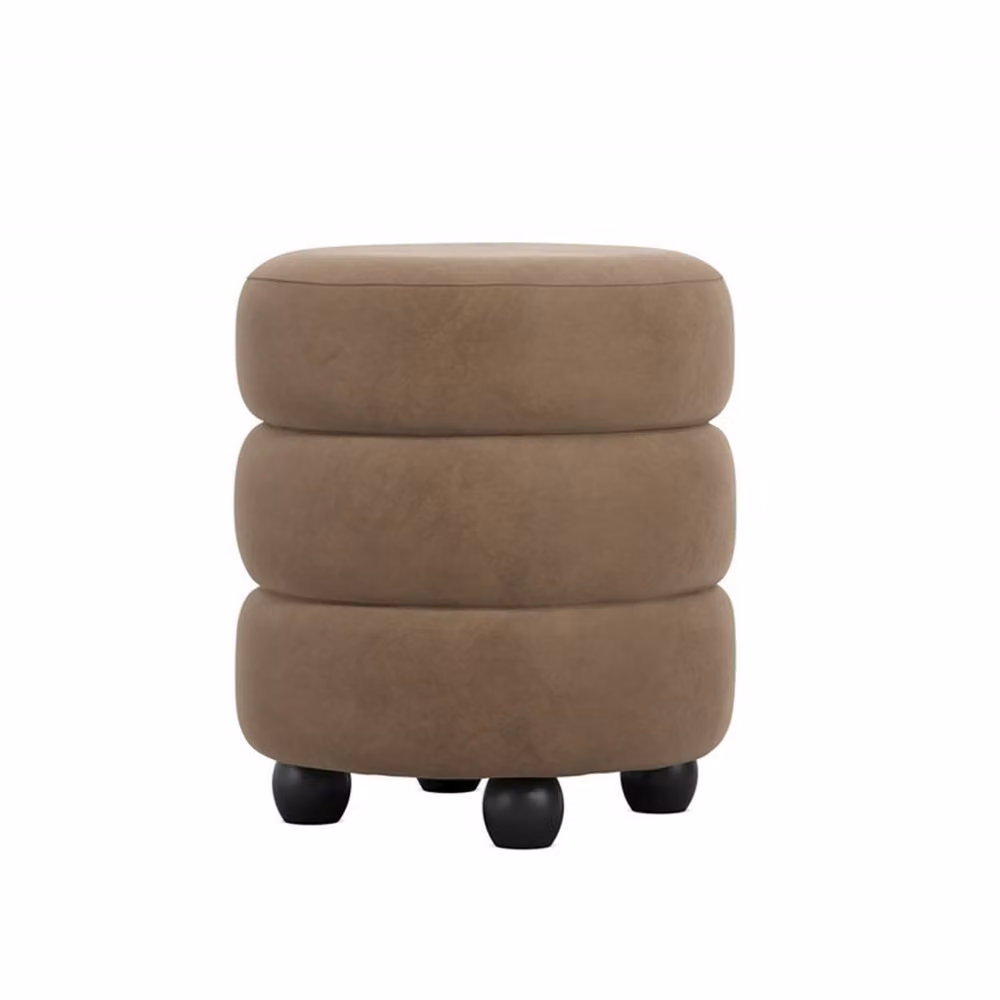 Lemon Pavilion Furniture Emi Pouffe in Brown and Black Velvet with Pine Wood Frame, W/D/H: 43 x 43 x 49.5 cm – 2