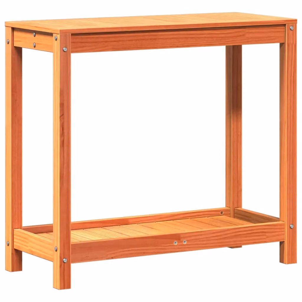 Berkfield Home Rustic Waxed Solid Pine Potting Table with Shelf, Brown, W: 82.5 cm, D: 35 cm, H: 75 cm – 2