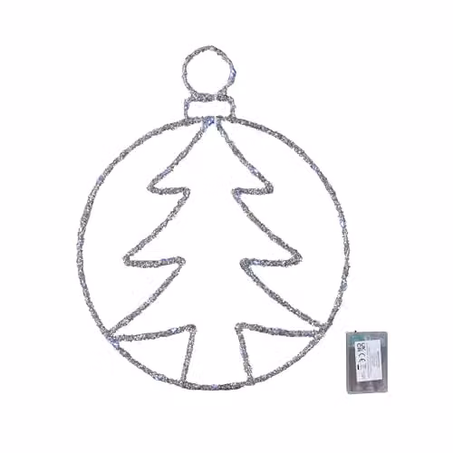 Samuel Alexander Silver Metal Tabletop Christmas Tree Ball with Twinkling Blue LEDs, Height: 49 cm – 3