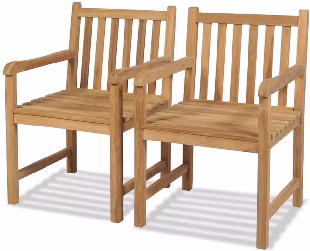 Berkfield Home Set of 2 Rustic Brown Solid Teak Wood Outdoor Chairs with Armrests – 1