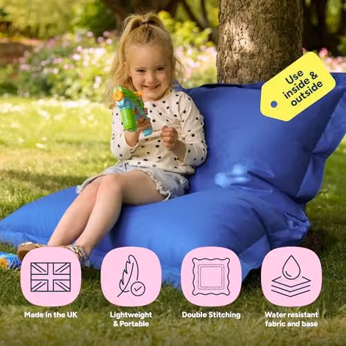 ICON Kids Bazaar Bag Blue Indoor Outdoor Bean Bag with Filling Included – 3
