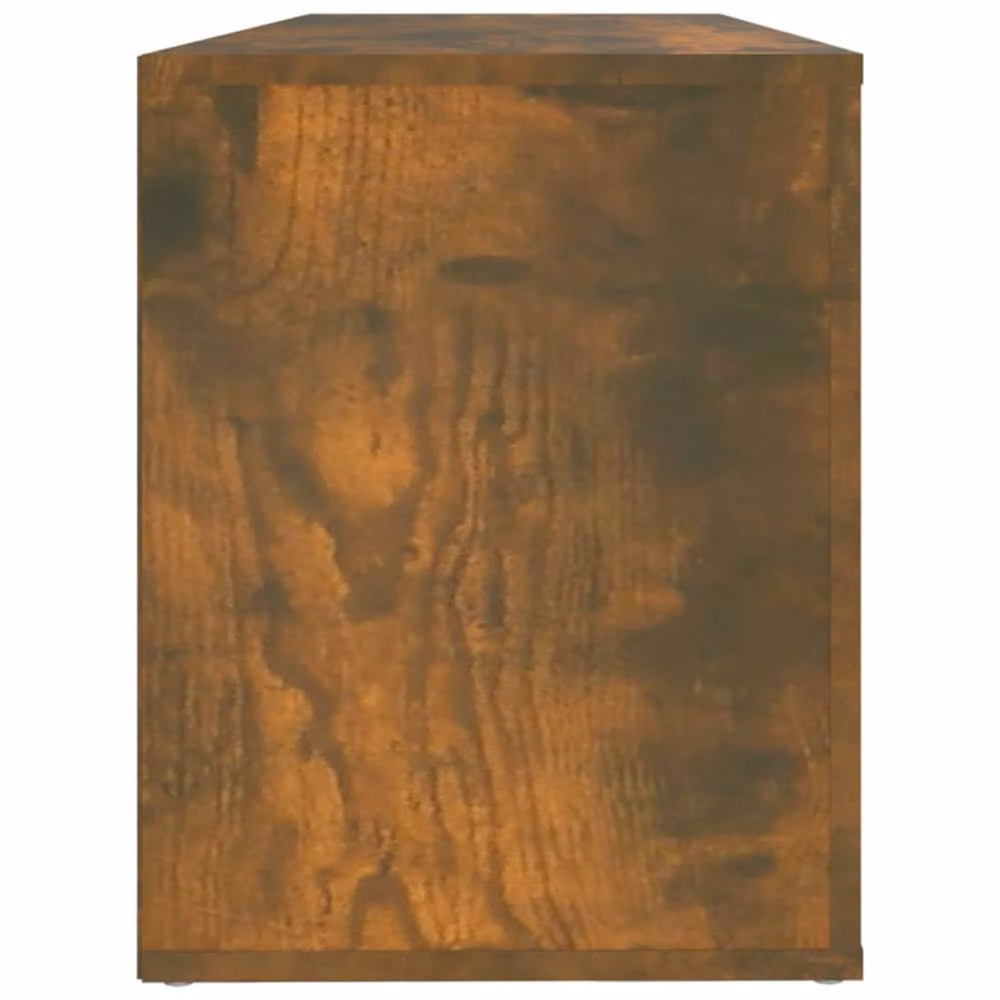 Berkfield Home Smoked Oak Shoe Cabinet in Brown with Integrated Seat, W/D/H: 100 x 35 x 45 cm – 4
