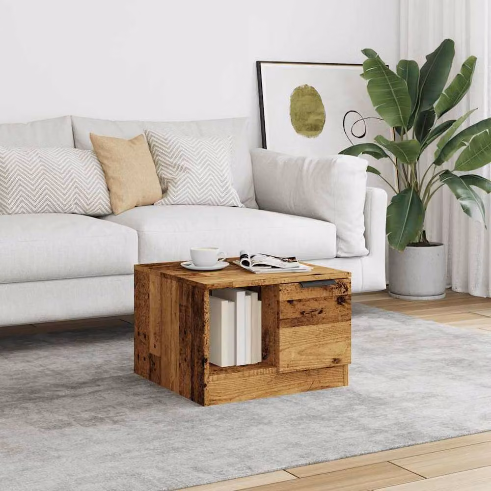 Berkfield Home Rustic Brown Square Coffee Table in Engineered Wood, W/D/H: 50 x 50 x 36 cm – 3