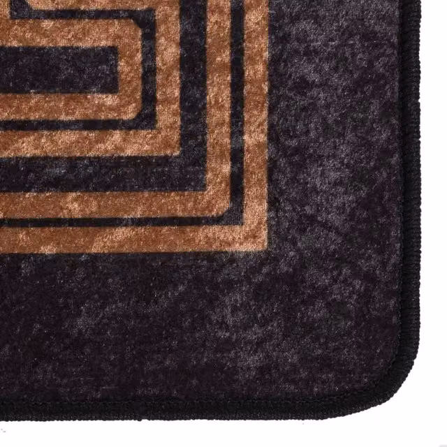 Berkfield Home Washable Geometric Round Rug in Black and Gold, Diameter: 100 cm