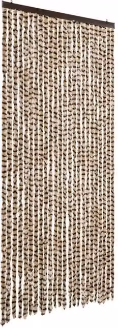 Berkfield Home Thermal Insulating Chenille Fly Curtain in Beige, Brown and Multicolour, W: 100 cm, H: 230 cm