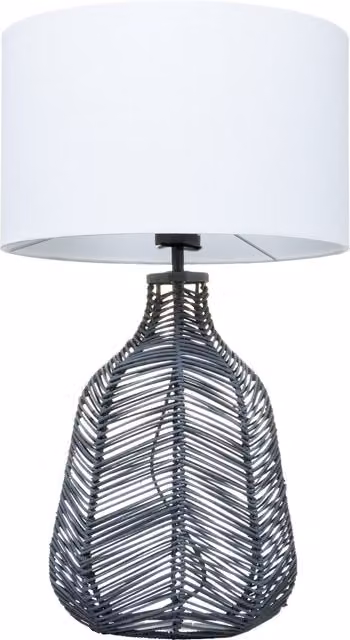 Litecraft Rattan Table Lamp in Grey and White