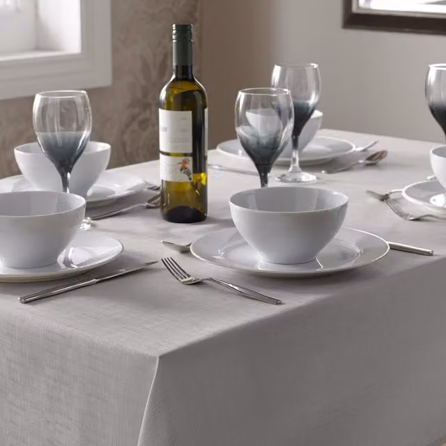 Terrys Modern Plain Silver and Grey Polyester Tablecloth