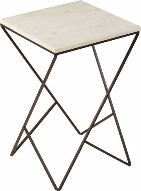 Orsina Shalimar Square Marble Top Side Table in White
