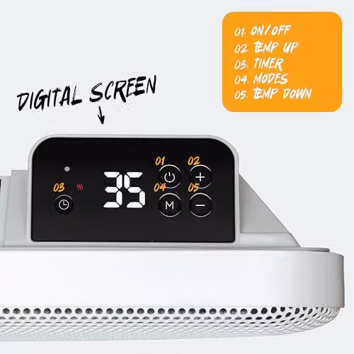 TCP 2000W 2-in-1 Convection and Infrared Panel Heater in White with Digital Thermostat and Timer – 3