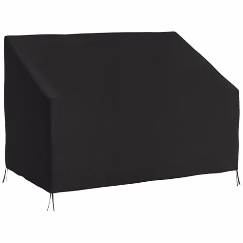 Outsunny 2 Seater Garden Sofa Protector in Black, Water Repellent Oxford Cloth and PVC