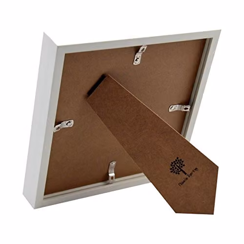 Nicola Spring Modern Square 3D Shadow Box Photo Frame, White, W/D/H: 20 x 20 x 3.5 cm – 4