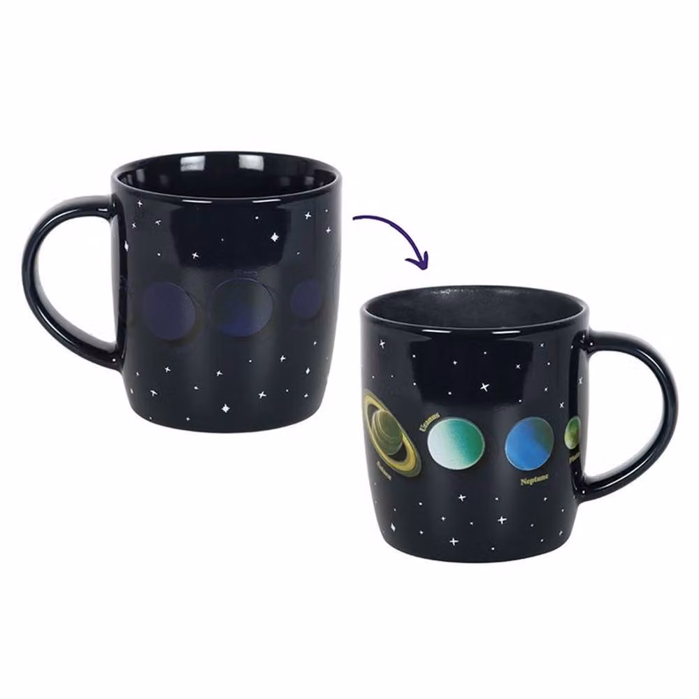 Uniqueful Solar System Heat Changing Ceramic Mug in Black, 500 ml – 2