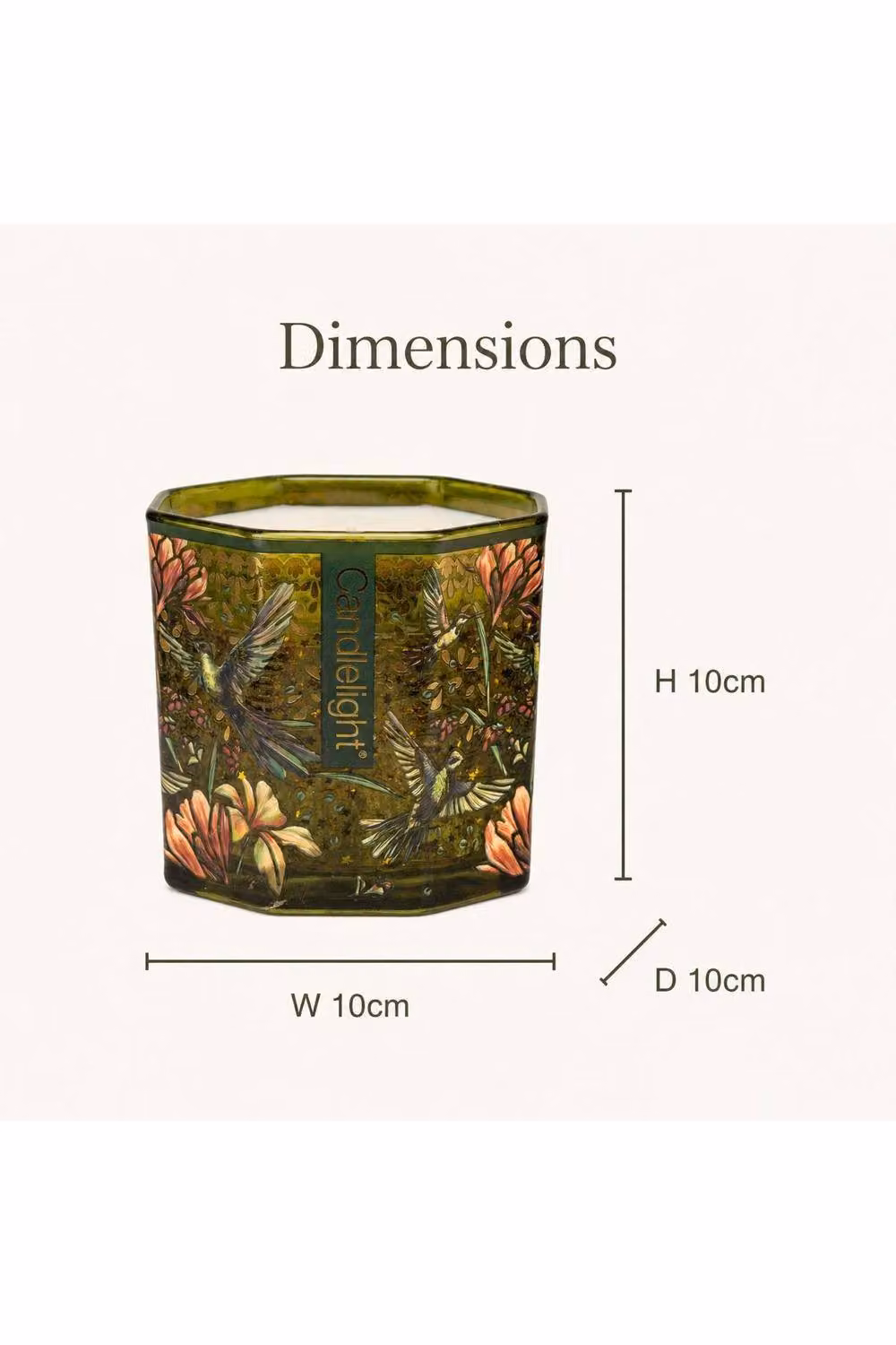 Candlelight Octagonal Pillar Scented Candle with Peony Floral Fragrance in Olive Green, 70g – 3