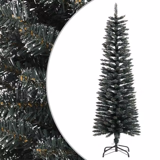 Berkfield Home Artificial Slim Christmas Tree in Green with Stand, Height: 150 cm – 1