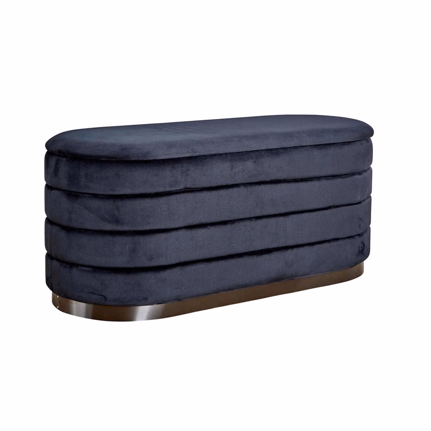 Home Source Velvet Storage Ottoman Bench Footstool in Black – 5