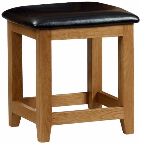 Julian Bowen Marlborough Oak Dressing Stool with Upholstered Seat in Black or Brown