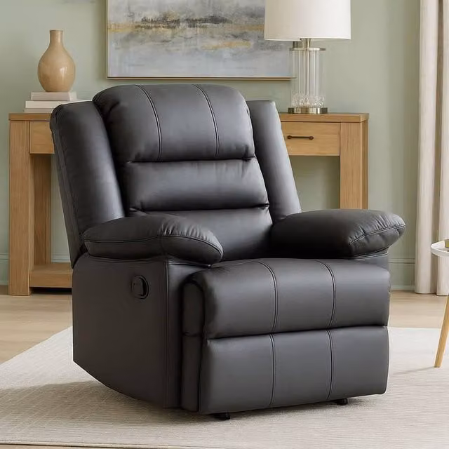 LUXURY LIFE Lansbury Grey Leather Recliner Armchair – 1