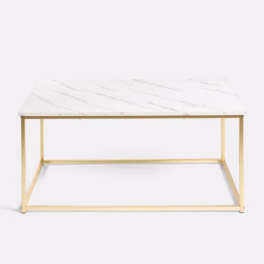 OHS Manhattan Marble Coffee Table with Metal Frame in White and Multicolour – 4