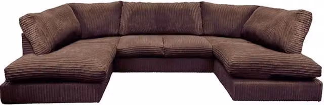 Snug Furniture Birmingham Ltd Preston U-Shaped Jumbo Cord Full Back Corner Sofa in Chocolate, 6 Person
