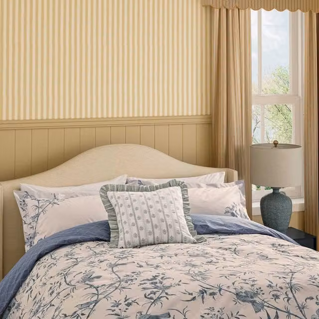 Sanderson Paradise Woods Toile Cotton Percale Single Duvet Cover and Pillowcase Set, Blue, W: 90 cm, H: 200 cm