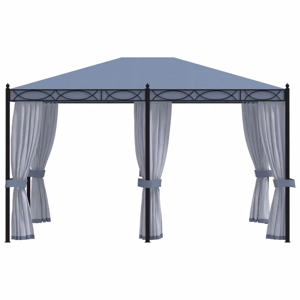 Berkfield Home Anthracite Steel Gazebo with Black Mesh Screens, W: 400 cm, D: 300 cm, H: 270 cm – 2