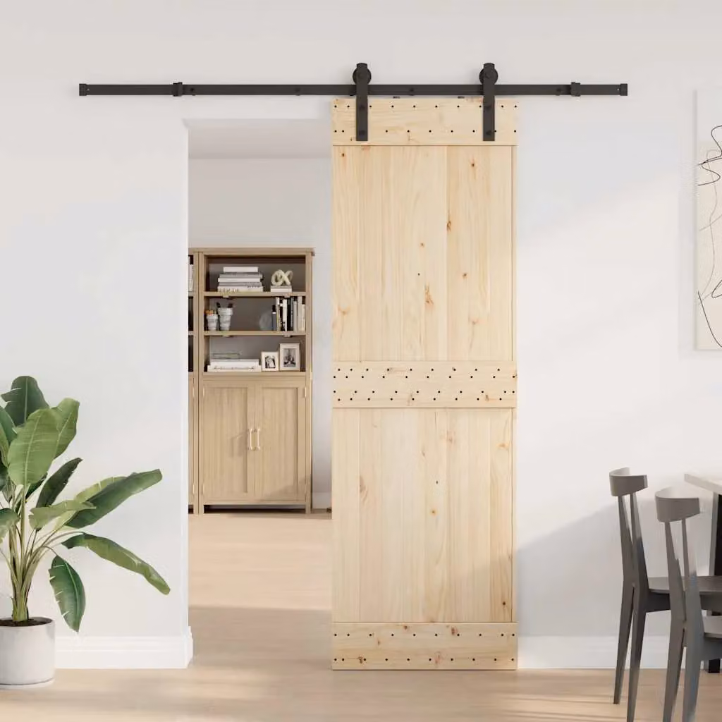 Berkfield Home Sliding Door Hardware Kit, Matt Black Steel, 200 cm – 2
