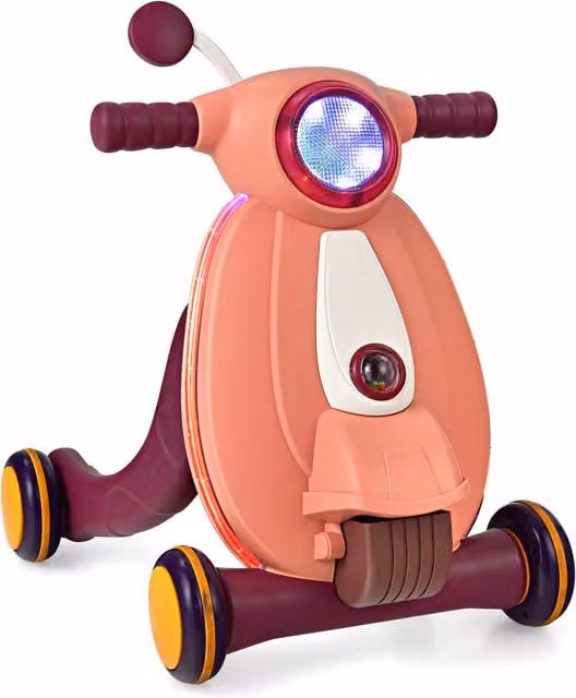 Costway 2 in 1 Sit to Stand Learning Push Along Walker in Pink