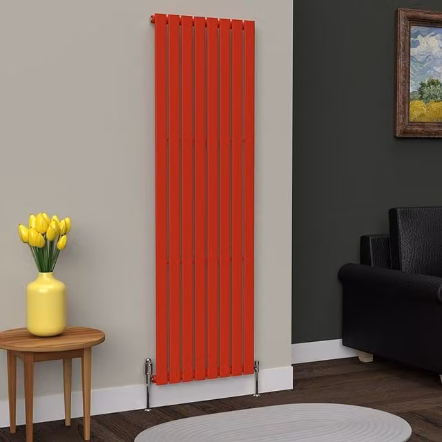 Lux Heat Flat Coloured Vertical Radiator in Red, H 180 cm x W 56 cm