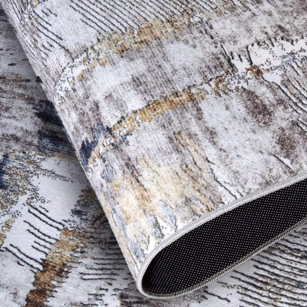 THE RUGS Imagination Malard Shortpile Abstract Modern Polyester Rug in Ivory and Multicolour, W: 160 cm, L: 230 cm – 2