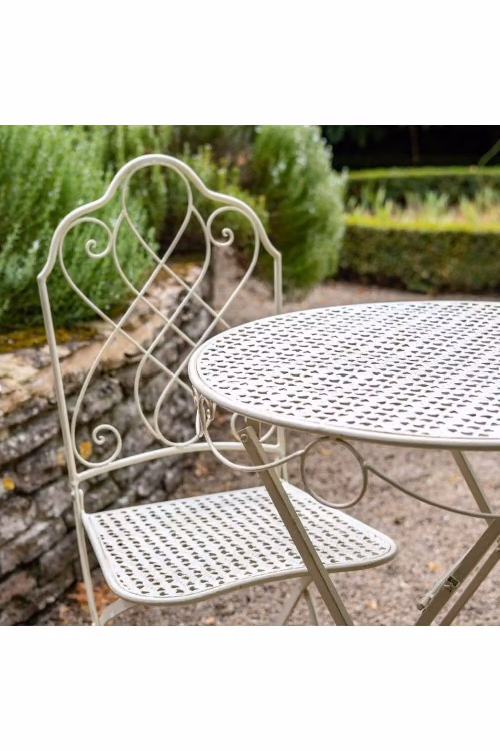 KDMD Avalon Antique Style Metal Bistro Set in Cream and Beige – 2