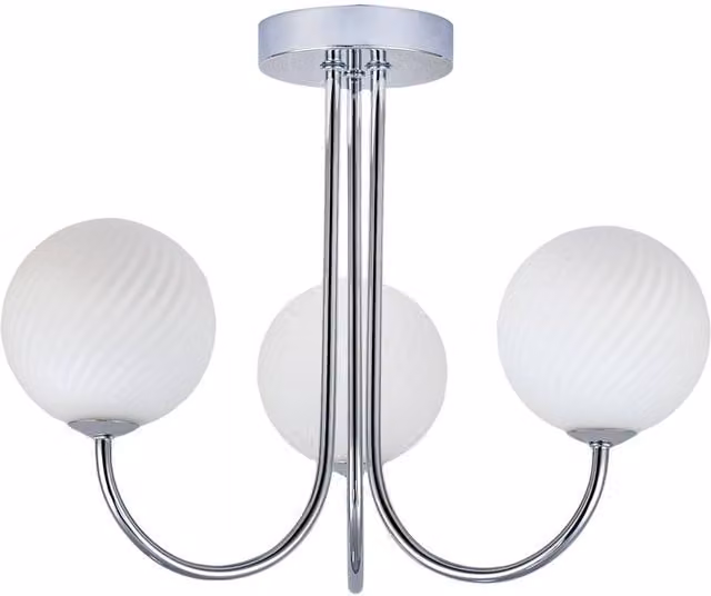 Happy Homewares Modern Silver Ceiling Light Fitting with White Opal Glass Sphere Shade – 1