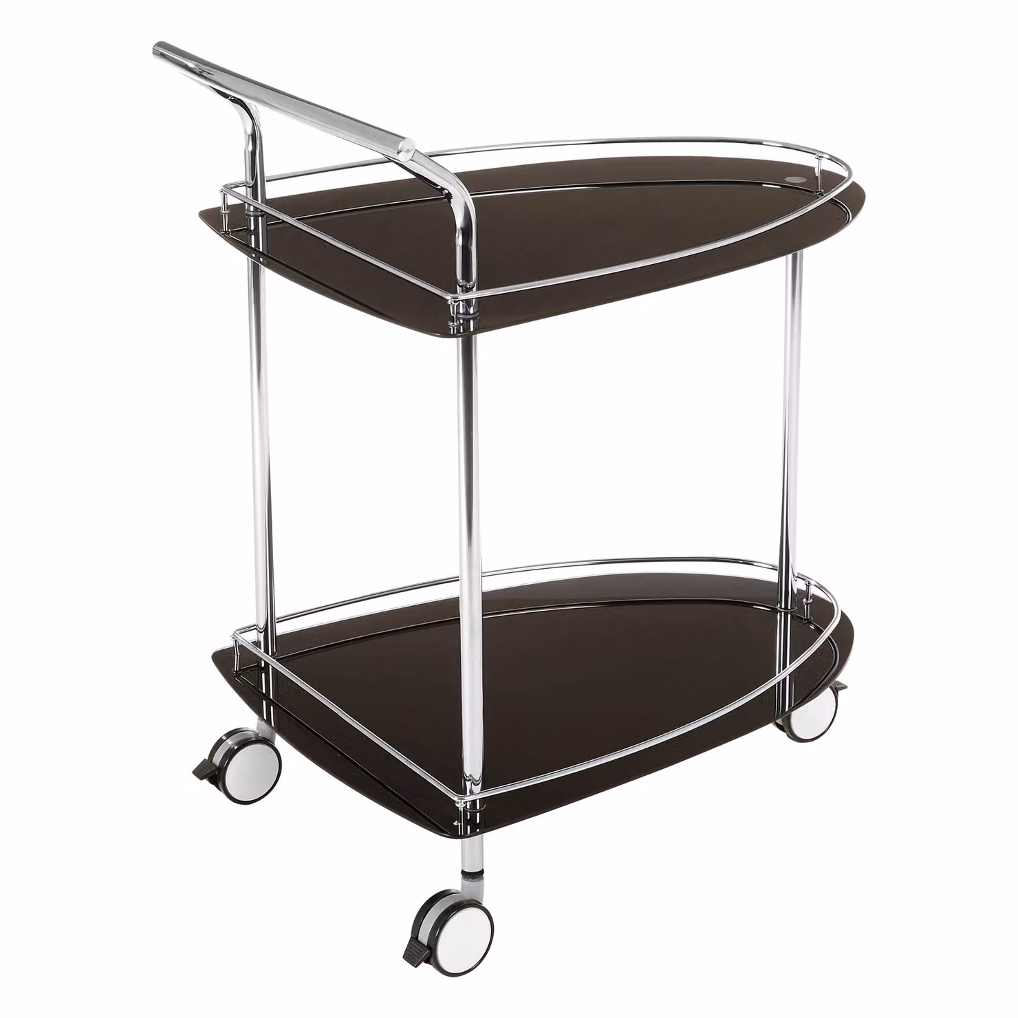 Orsina Modern 2-Tier Black Tempered Glass and Metal Serving Trolley with Castors – 3