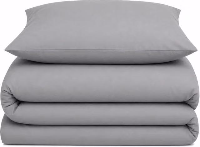 Velosso Plain Dyed Grey Duvet Cover and Pillowcase Set, W: 180 cm, H: 200 cm