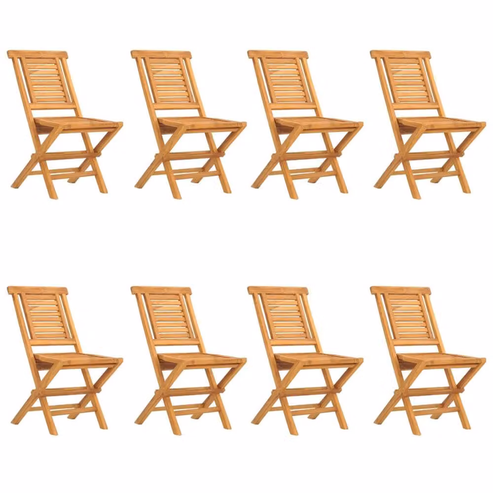 Berkfield Home Set of 8 Folding Garden Chairs in Brown Solid Teak Wood, W/D/H: 47 x 63 x 90 cm – 2