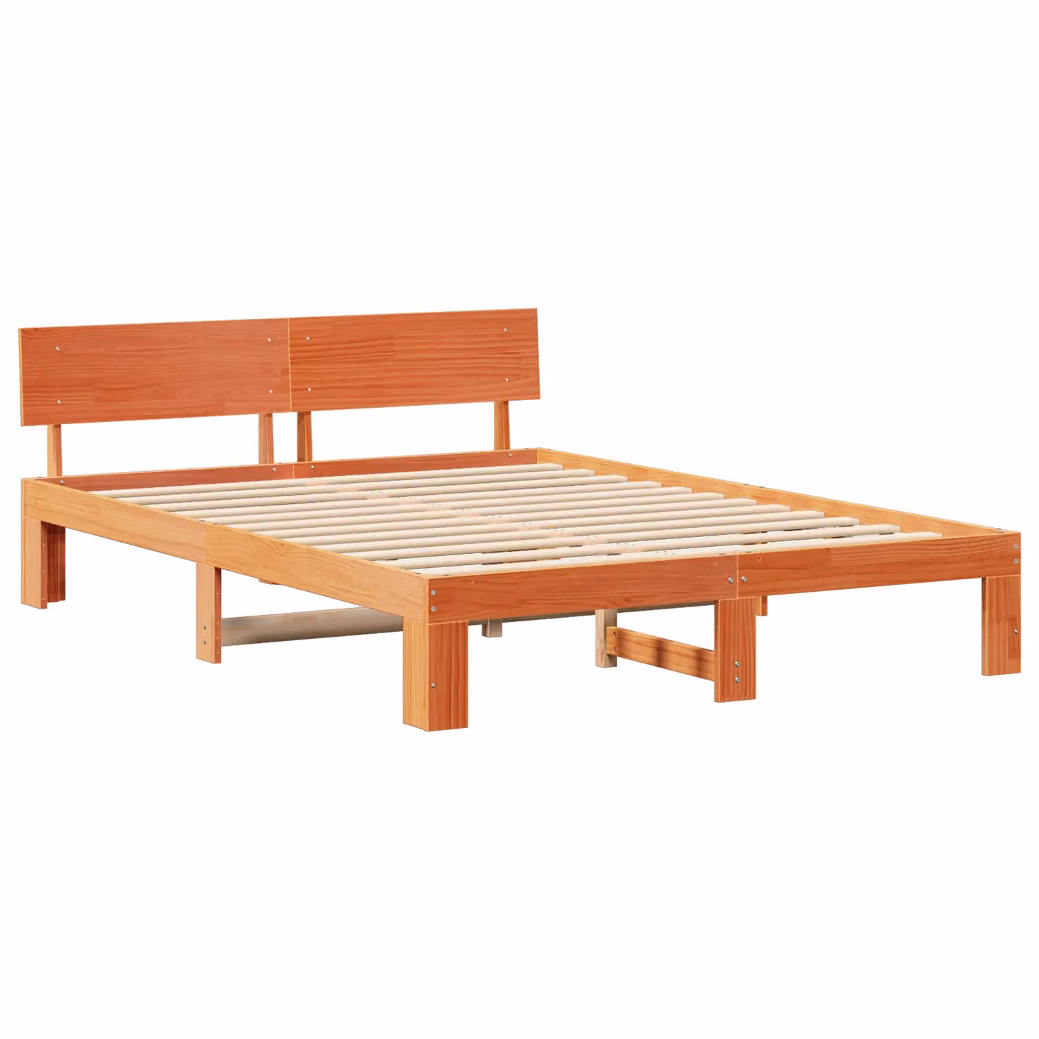Berkfield Home Solid Pine Wood Bed Frame with Headboard in Wax Brown, 160 x 200 cm – 2