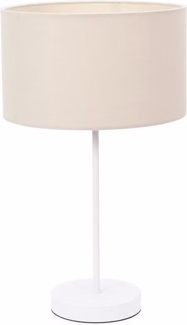 ValueLights Charlie White Table Lamp with Fabric Drum Shade