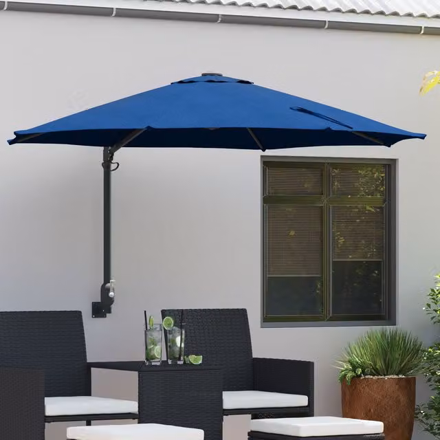 Berkfield Home Large Tiltable Patio Umbrella in Azure Blue Polyester