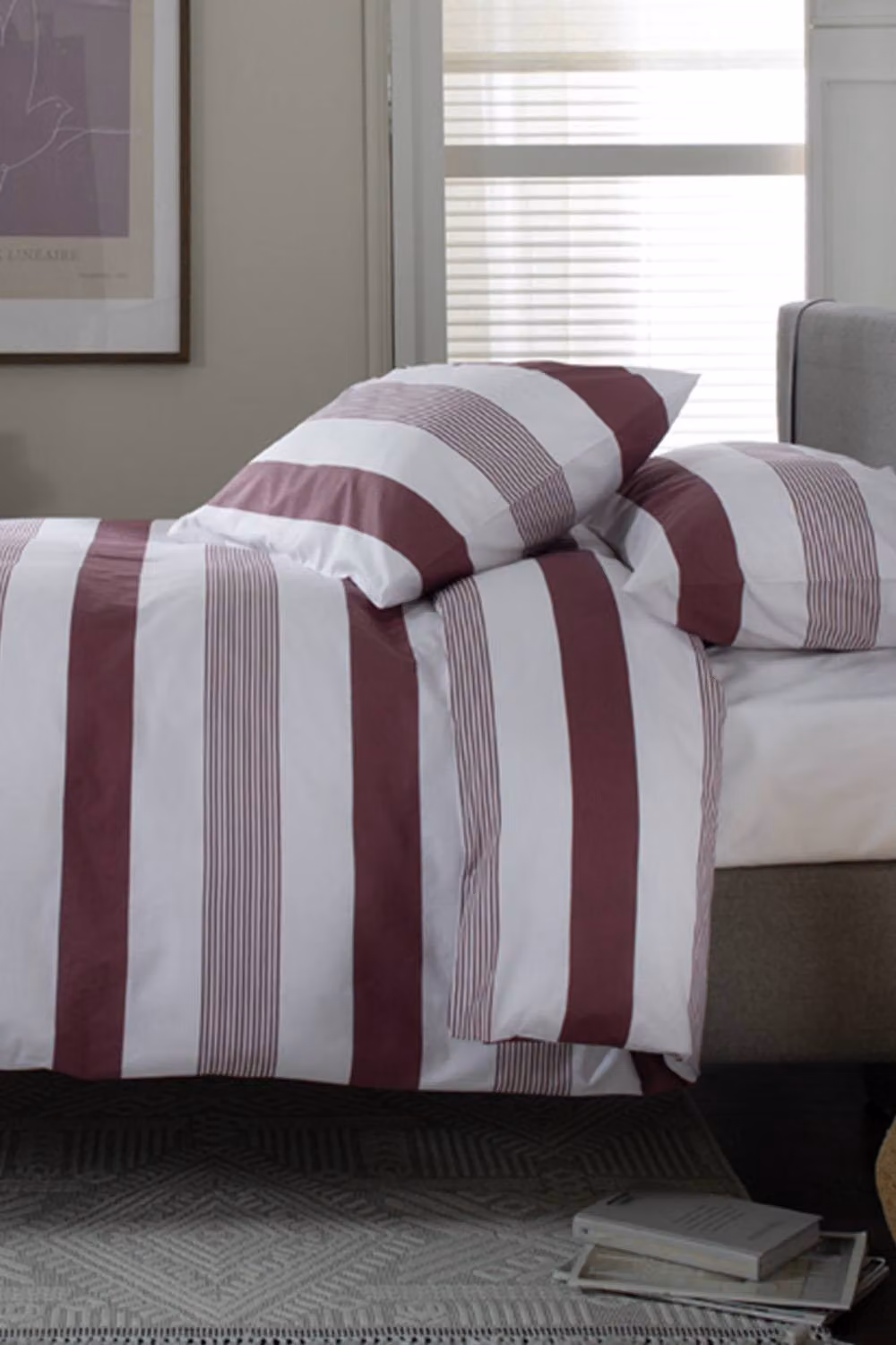 The Lyndon Company Next Level Striped Cotton Duvet Cover Set in Red, W: 180 cm x H: 200 cm – 3