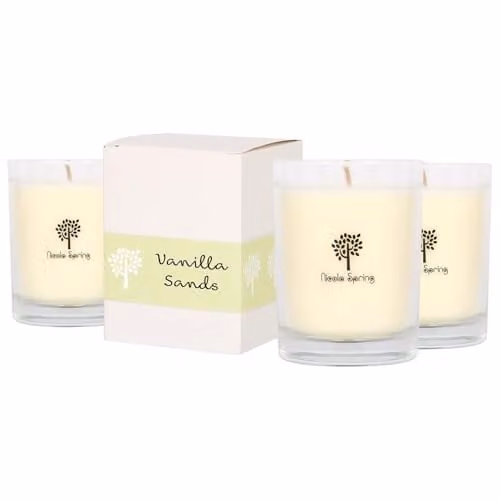 Nicola Spring Vanilla Sands Soy Wax Scented Jar Candles, Pack of 3, 160g each