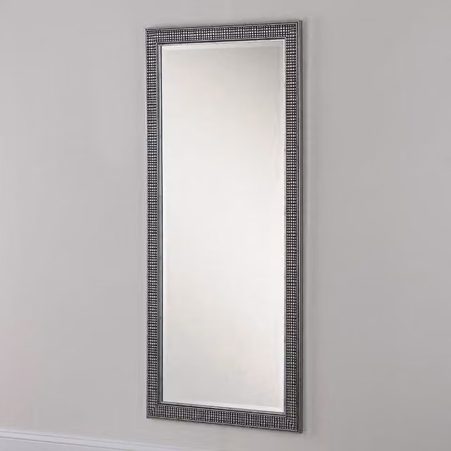 Yearn Mirrors Cobble Framed Full Length Rectangular Wall Mirror in Silver, H 166.5 x W 75 cm