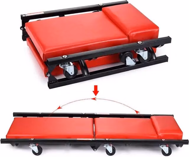 FLAVORA Red Steel Mechanic Garage Sliding Repair Creeper Board, W: 52 cm, L: 1000 cm – 1