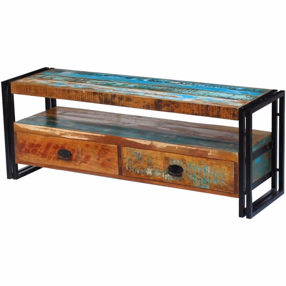 Berkfield Home Retro TV Cabinet in Multicolour Solid Reclaimed Wood and Metal – 2