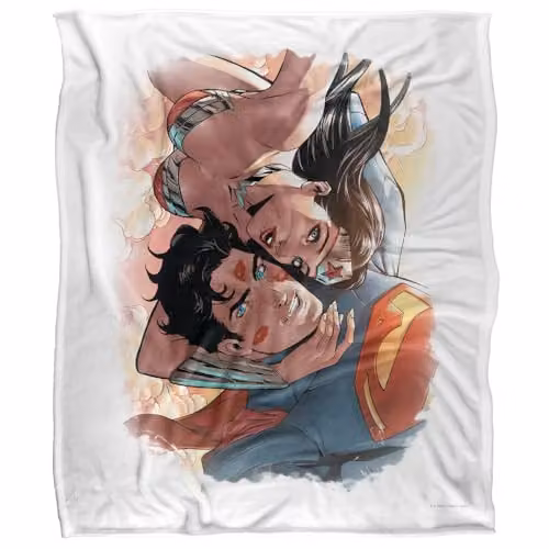 DC Comics Justice League Superman Love Birds Super Soft Silky Touch Fleece Throw Blanket, White, W/D/H: 152 x 127 cm
