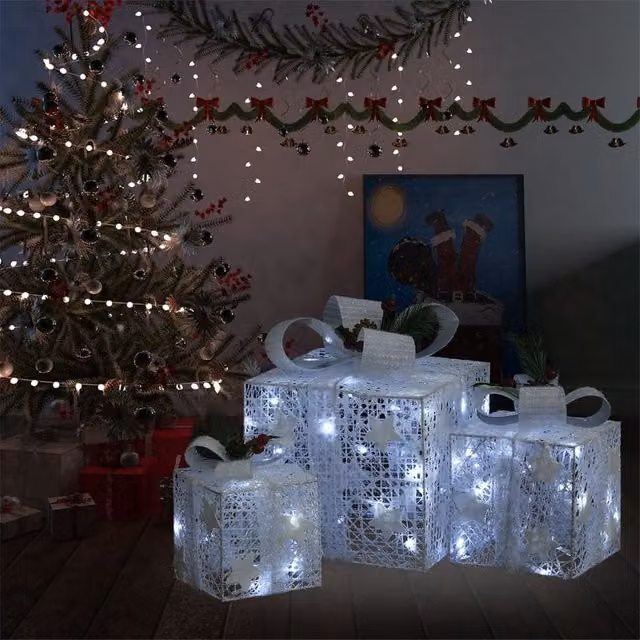 Berkfield Home Decorative Christmas Gift Boxes, 3 Pieces, White