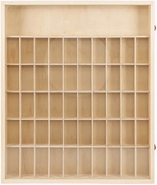 KORVIXA Wood Display Case with Glass Doors and Internal Shelves in Brown and Beige, W/D/H: 100 x 100 x 100 cm