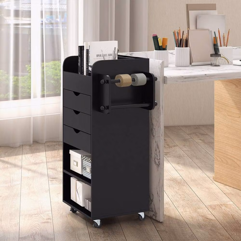 Ventryn Black Kitchen Storage Cart Rack Trolley on Wheels – 3